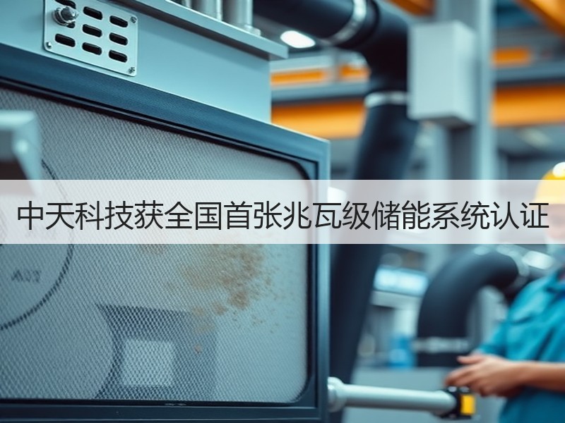 中天科技获全国首张兆瓦级储能系统认证