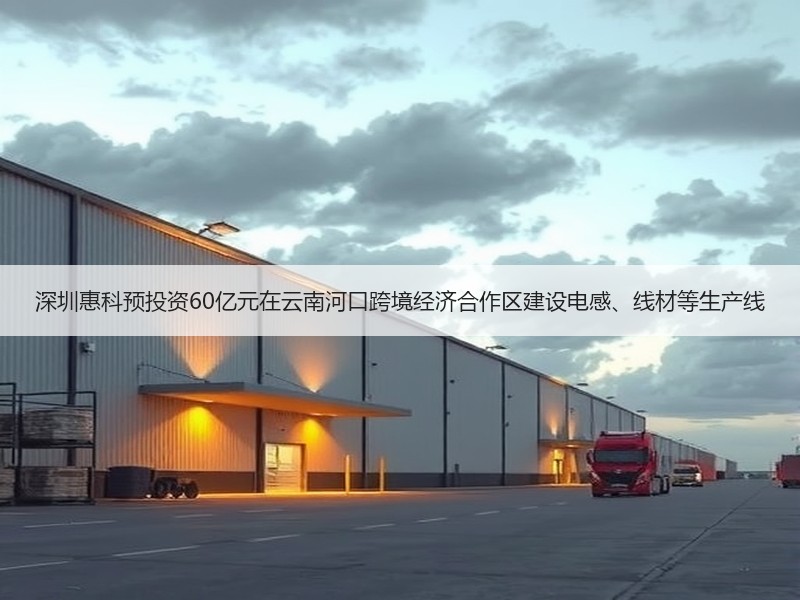 深圳惠科预投资60亿元在云南河口跨境经济合作区建设电感、线材等生产线