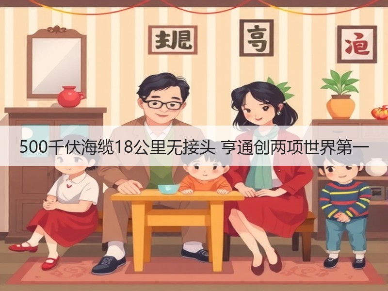 500千伏海缆18公里无接头 亨通创两项世界第一
